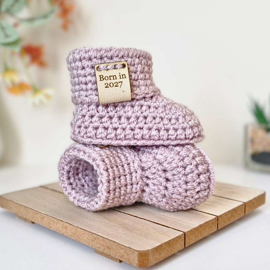 Born in 2027 Crochet Baby Booties – Handmade Newborn Gift