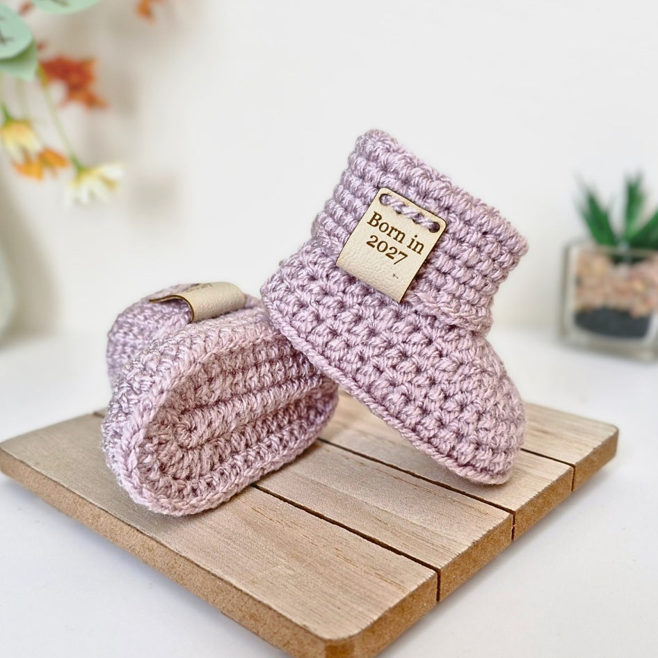 Born in 2027 Crochet Baby Booties – Handmade Newborn Gift