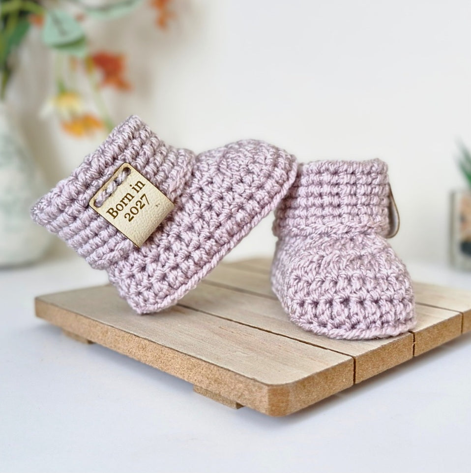 Born in 2027 Crochet Baby Booties – Handmade Newborn Gift