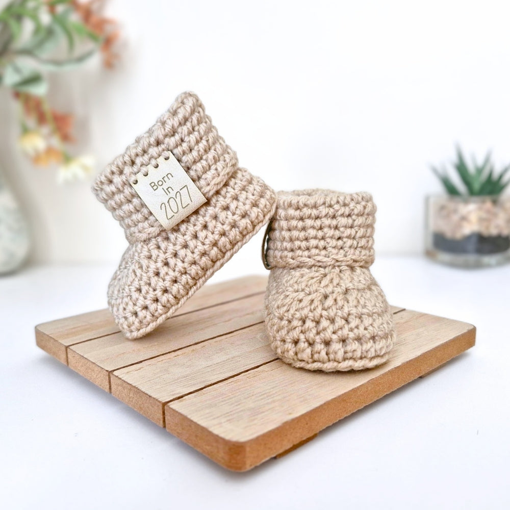 Born in 2027 Crochet Baby Booties – Handmade Newborn Gift