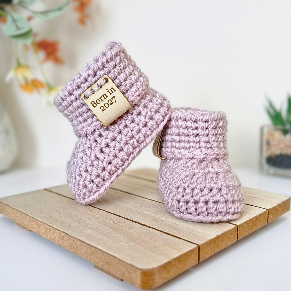 Born in 2027 Crochet Baby Booties – Handmade Newborn Gift