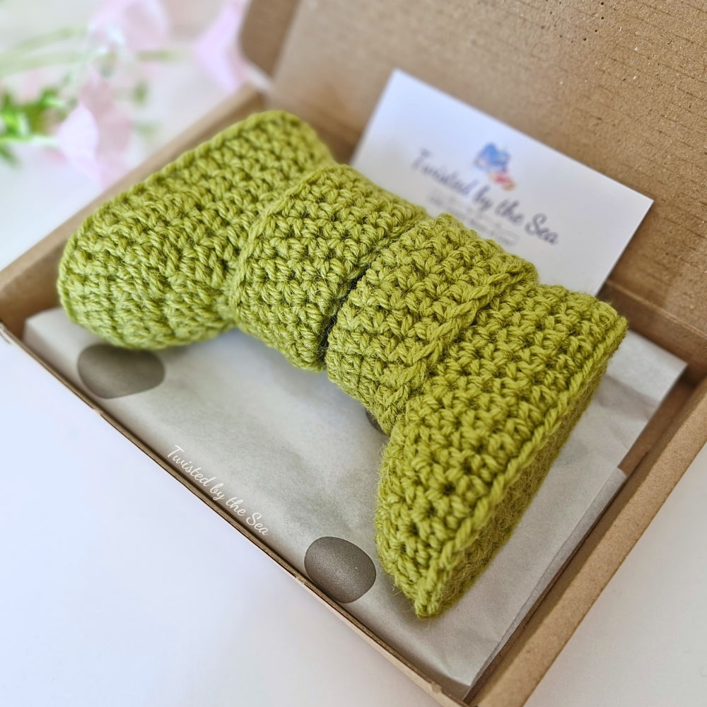 Pear Green Newborn Crochet Baby Booties – Ready to Ship Gift