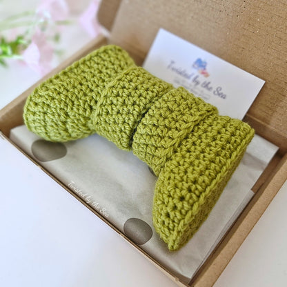 Pear Green Newborn Crochet Baby Booties – Ready to Ship Gift