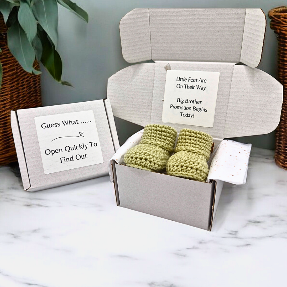 Big Brother Pregnancy Announcement Gift | Booties Reveal Box - Twisted by the Sea