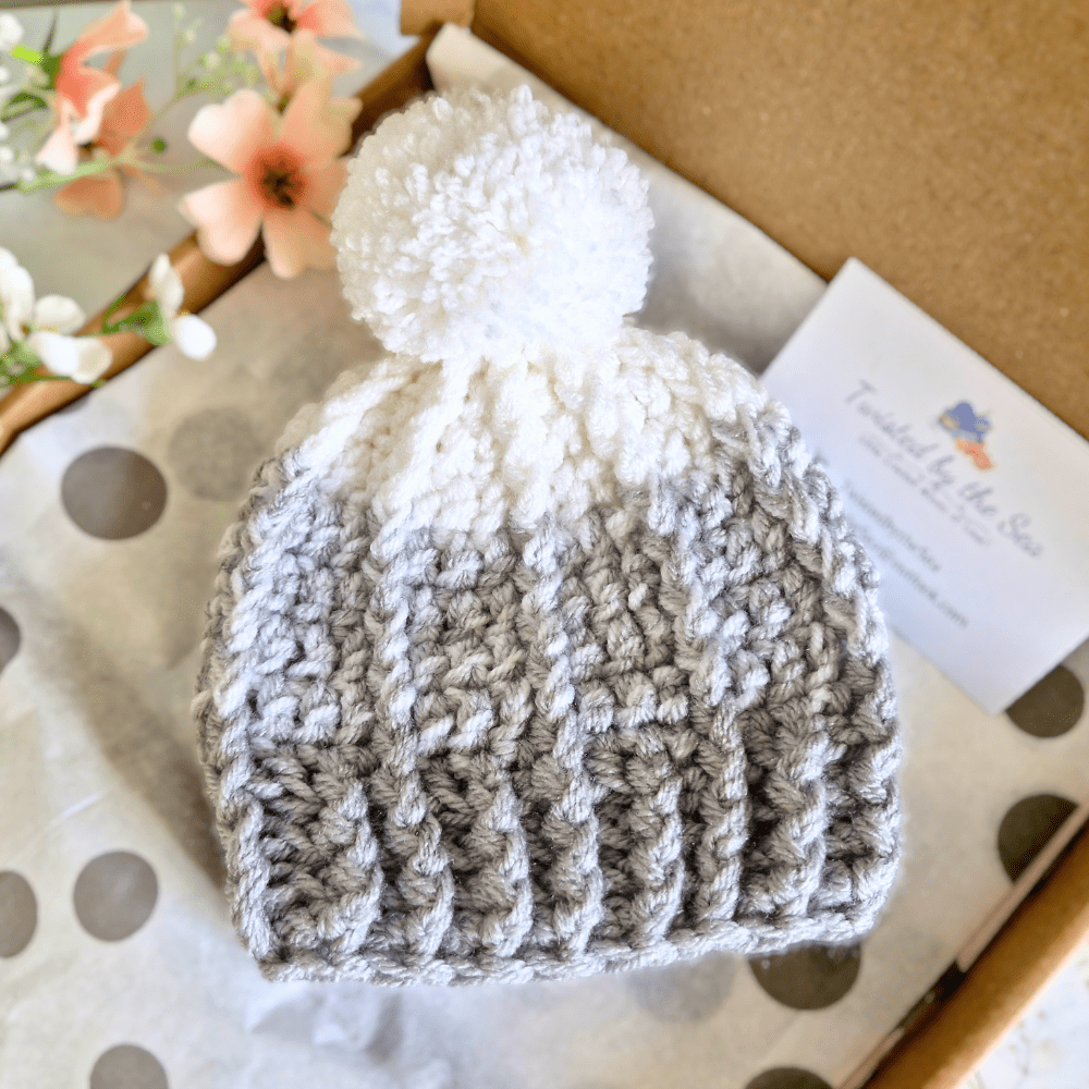 Ombre Baby Bobble Hat & Booties Set – Newborn to 6 Months - Twisted by the Sea