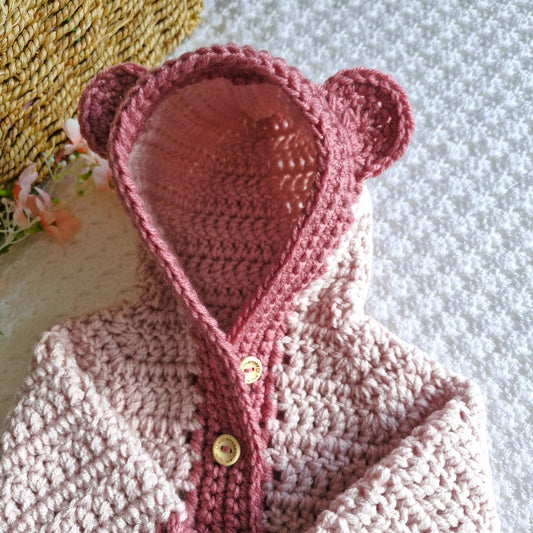 Crochet Teddy Bear Cardigan – Newborn - Twisted by the Sea