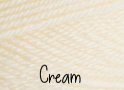 Cream-colored yarn with the word 'Cream' written below it on a beige background