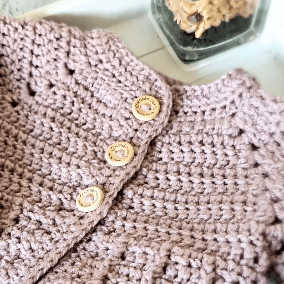 Handmade Crochet Baby Cardigan, Sizes Newborn and 0-3 Months - Twisted by the Sea