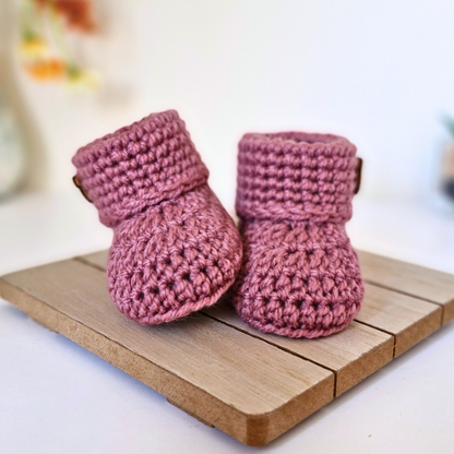 Crochet Baby Booties with Teddy Button - Baby Shower Gift