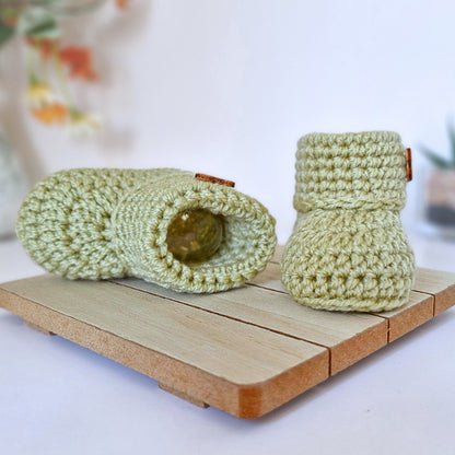 Crochet Baby Booties with Teddy Button - Baby Shower Gift