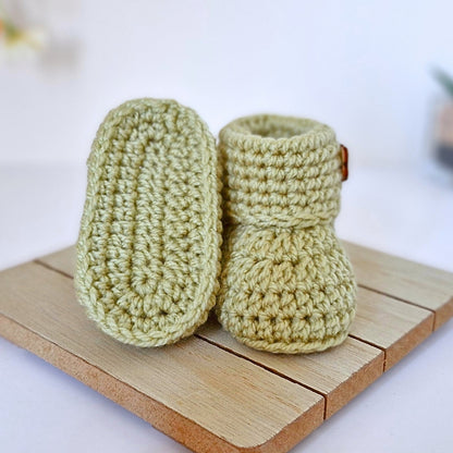 Crochet Baby Booties with Teddy Button - Baby Shower Gift