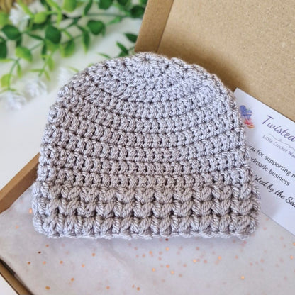 Crochet Baby Hat Puff Stitch 0–6 Months - Newborn Gift