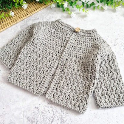 Textured Crochet Baby Cardigan – Newborn to 24 Months