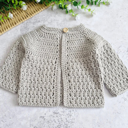 Textured Crochet Baby Cardigan – Newborn to 24 Months