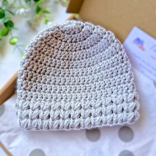 Crochet Baby Hat Puff Stitch 0–6 Months - Newborn Gift