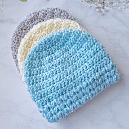 Crochet Baby Hat Puff Stitch 0–6 Months - Newborn Gift