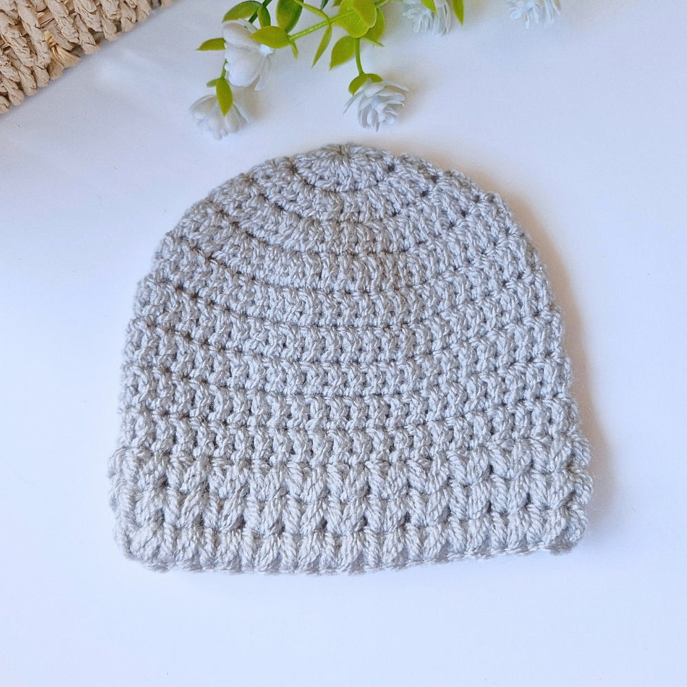 Crochet Baby Hat Puff Stitch 0–6 Months - Newborn Gift