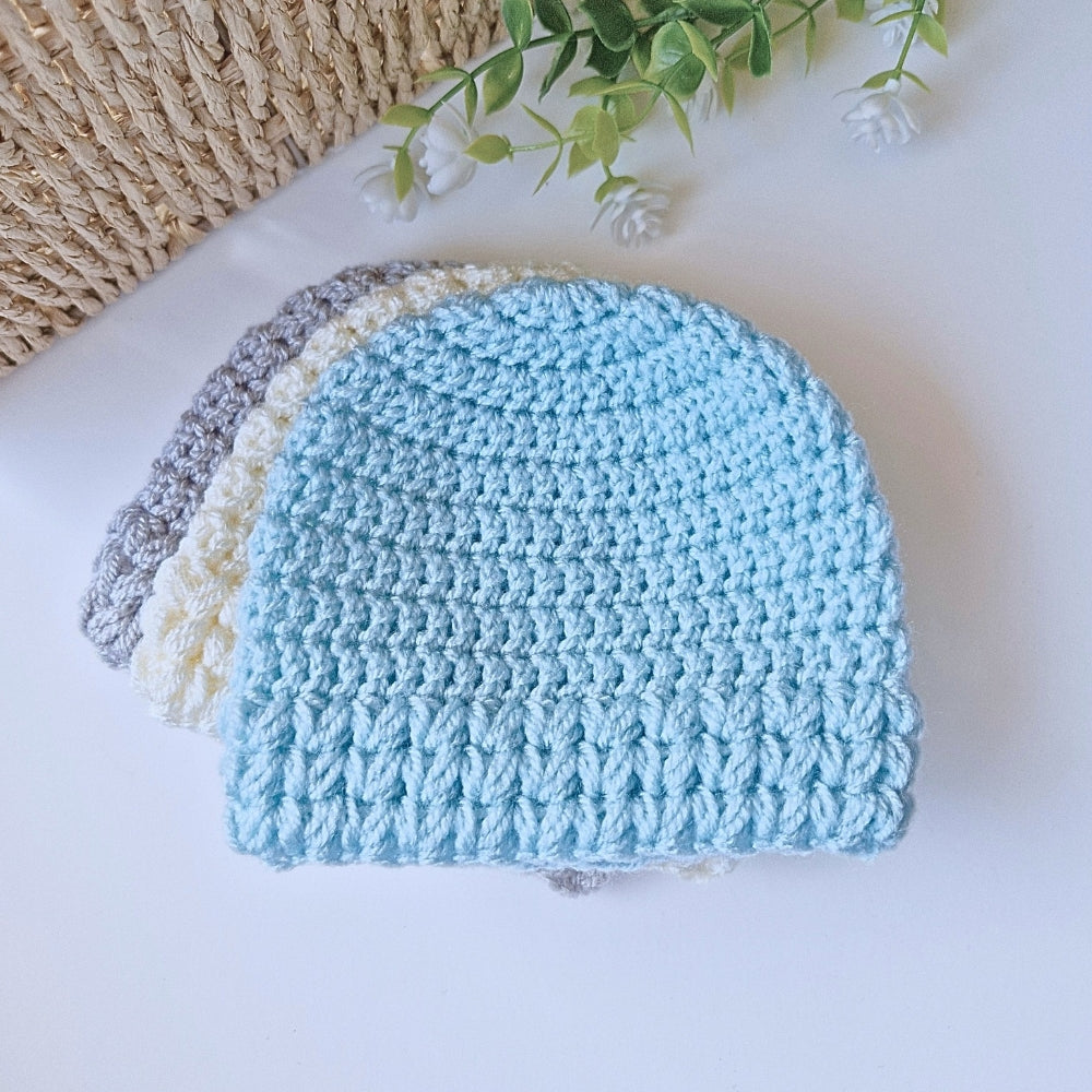 Crochet Baby Hat Puff Stitch 0–6 Months - Newborn Gift