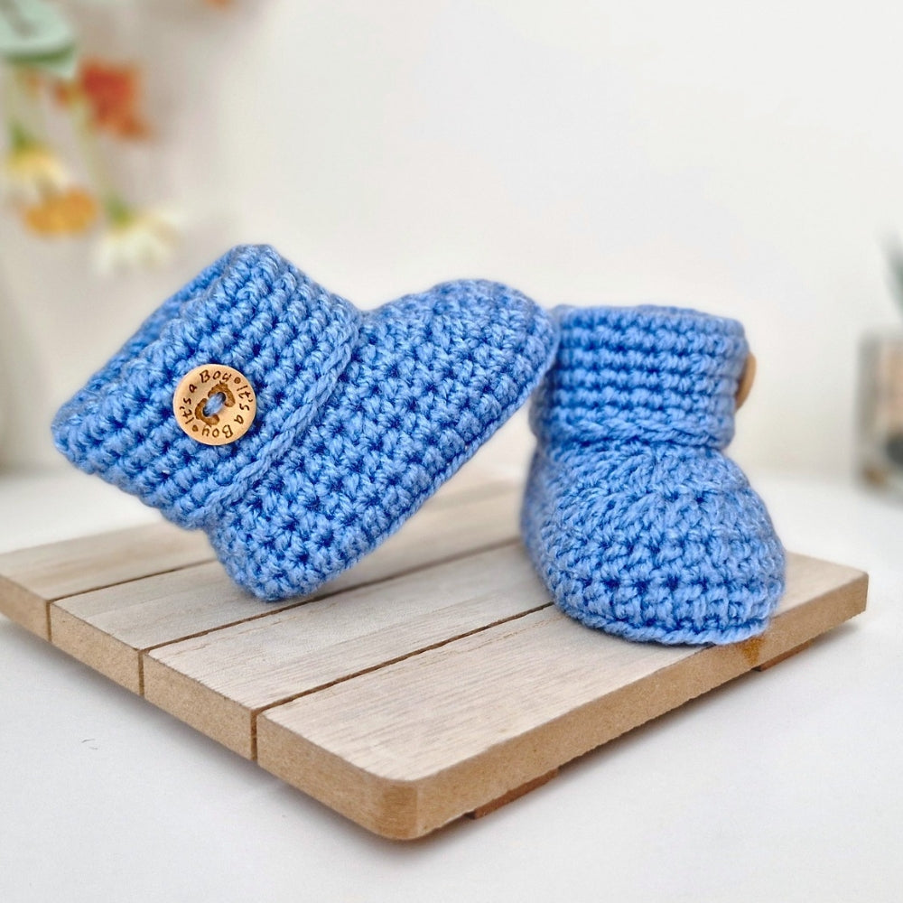 Soft Crochet Baby Booties – ‘It’s a Boy’ Newborn Shoes & Baby Shower Gift