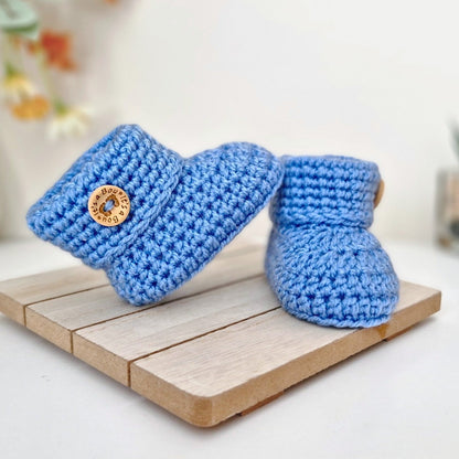 Soft Crochet Baby Booties – ‘It’s a Boy’ Newborn Shoes & Baby Shower Gift