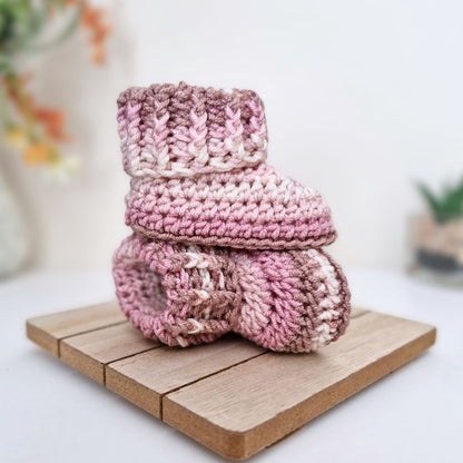 Handmade Crochet Newborn Baby Gift Set - Pink Cardigan, Hat & Booties