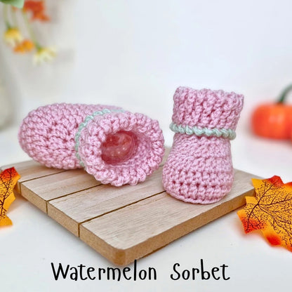Handmade Crochet Summerween Baby Hat & Booties Set – Pumpkin Gift