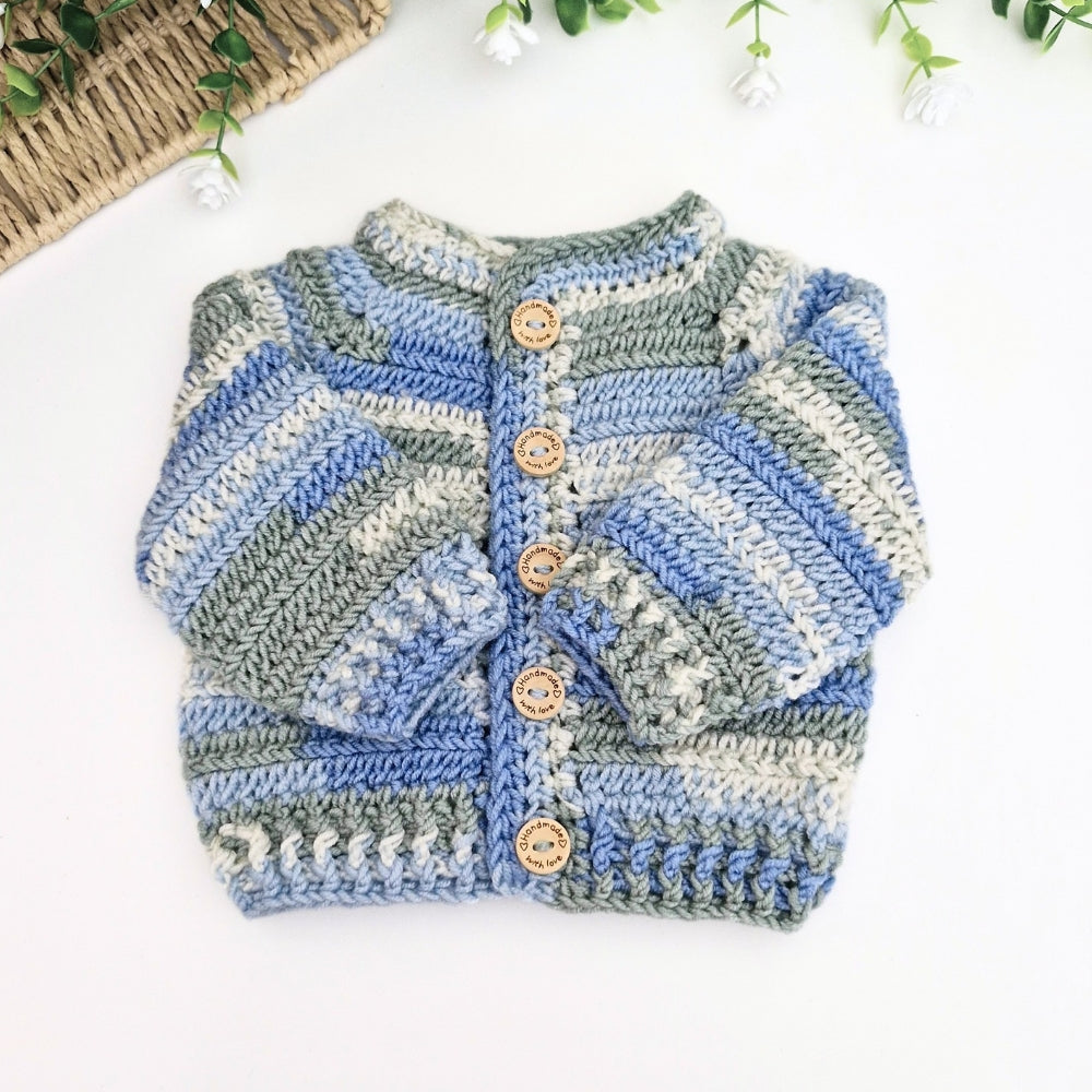 Handmade Baby Cardigan -Newborn to 2 Years in Pinks or Blue