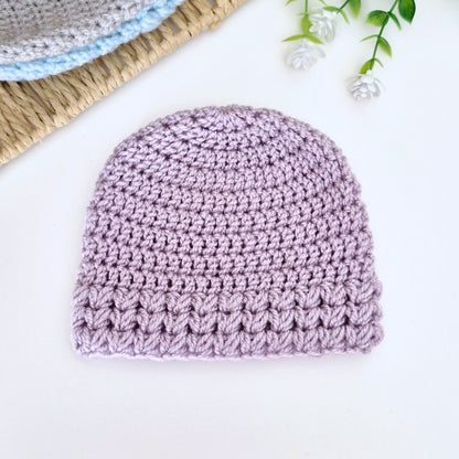 Crochet Baby Hat Puff Stitch 0–6 Months - Newborn Gift