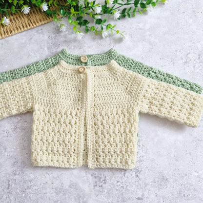 Textured Crochet Baby Cardigan – Newborn to 24 Months