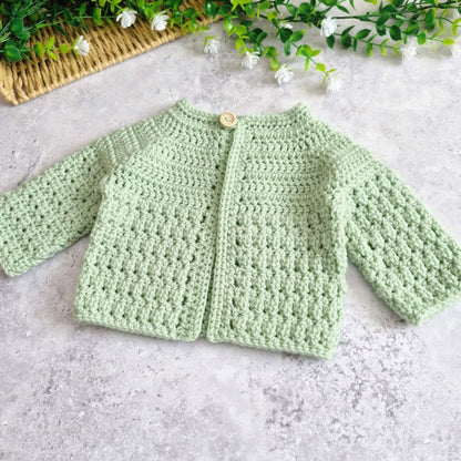 Textured Crochet Baby Cardigan – Newborn to 24 Months