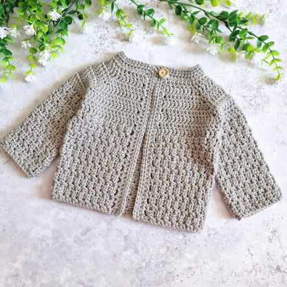 Textured Crochet Baby Cardigan – Newborn to 24 Months