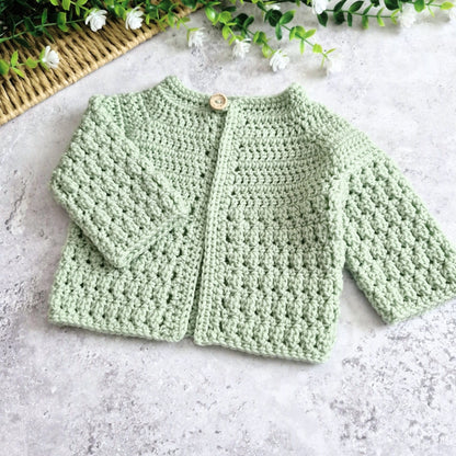 Textured Crochet Baby Cardigan – Newborn to 24 Months