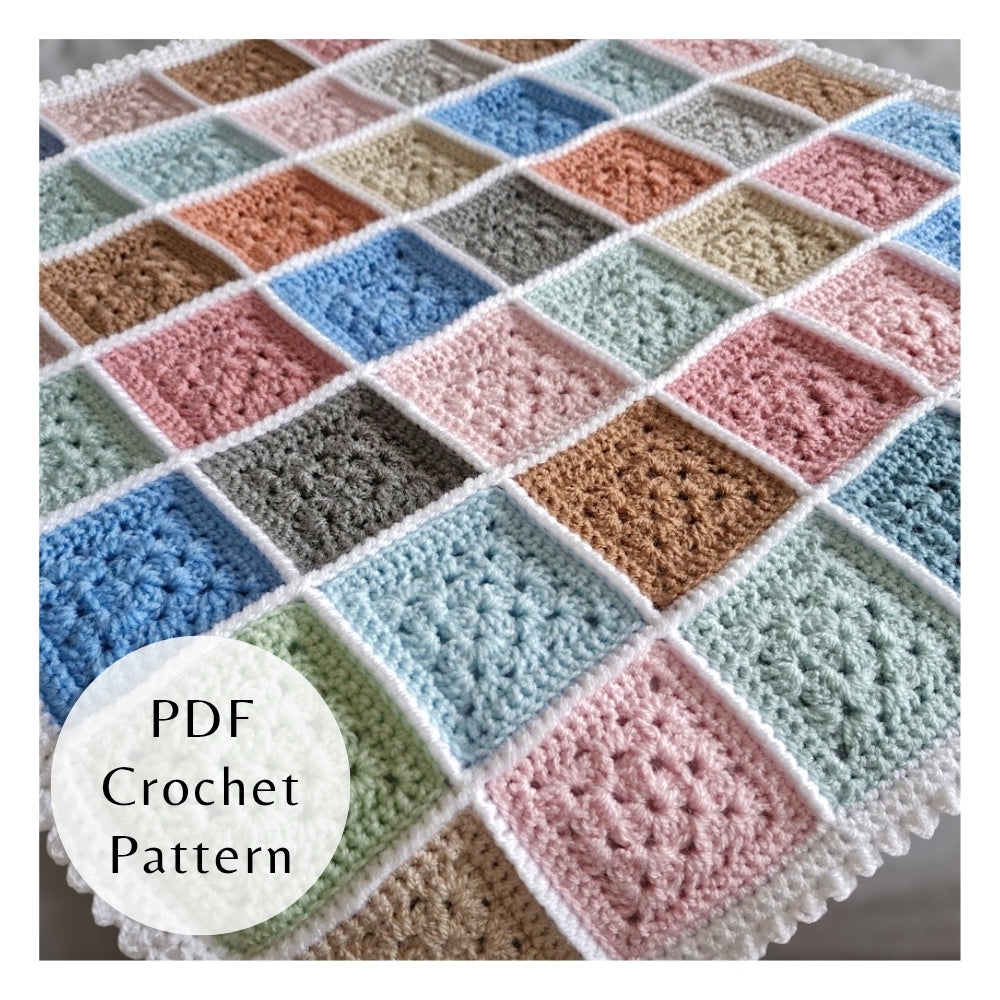PDF Crochet Granny Square Baby Blanket Pattern No. 2 – Scrap Yarn Friendly (Instant Download) - Twisted by the Sea
