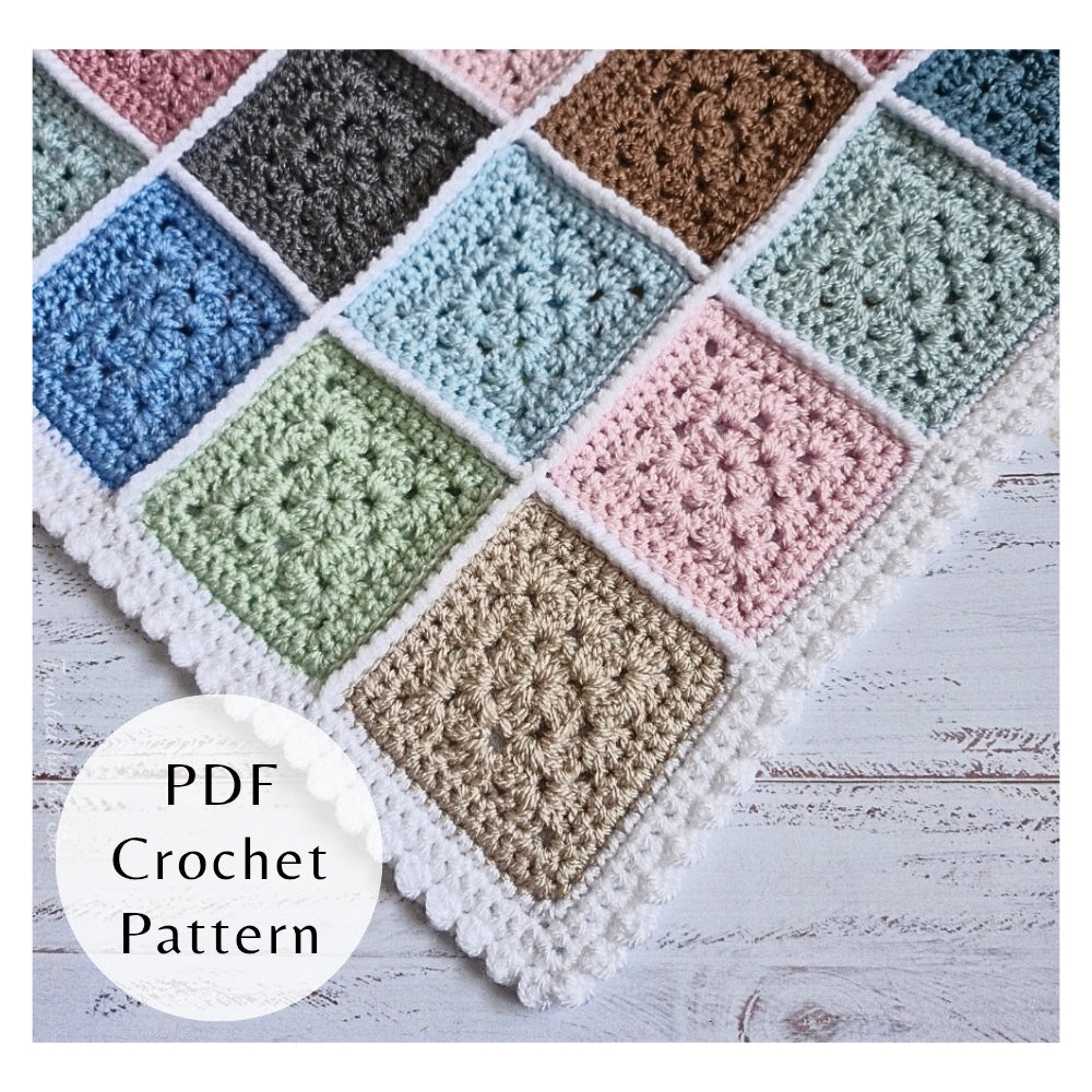 PDF Crochet Granny Square Baby Blanket Pattern No. 2 – Scrap Yarn Friendly (Instant Download) - Twisted by the Sea