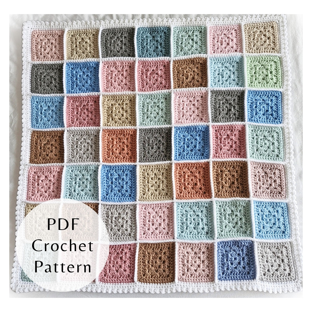 PDF Crochet Granny Square Baby Blanket Pattern No. 2 – Scrap Yarn Friendly (Instant Download) - Twisted by the Sea