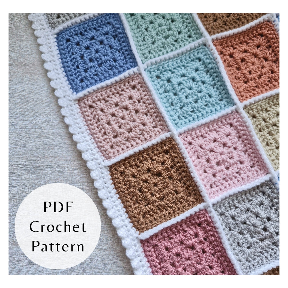 PDF Crochet Granny Square Baby Blanket Pattern No. 2 – Scrap Yarn Friendly (Instant Download) - Twisted by the Sea
