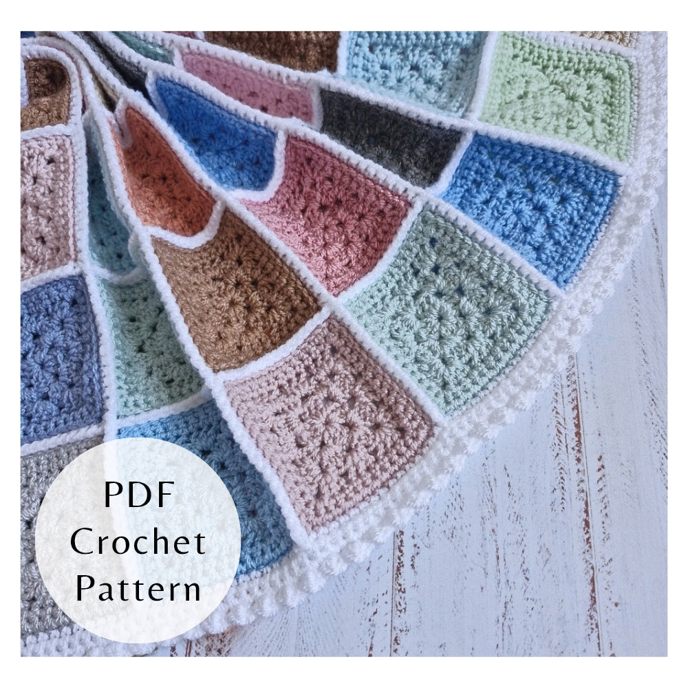 PDF Crochet Granny Square Baby Blanket Pattern No. 2 – Scrap Yarn Friendly (Instant Download) - Twisted by the Sea