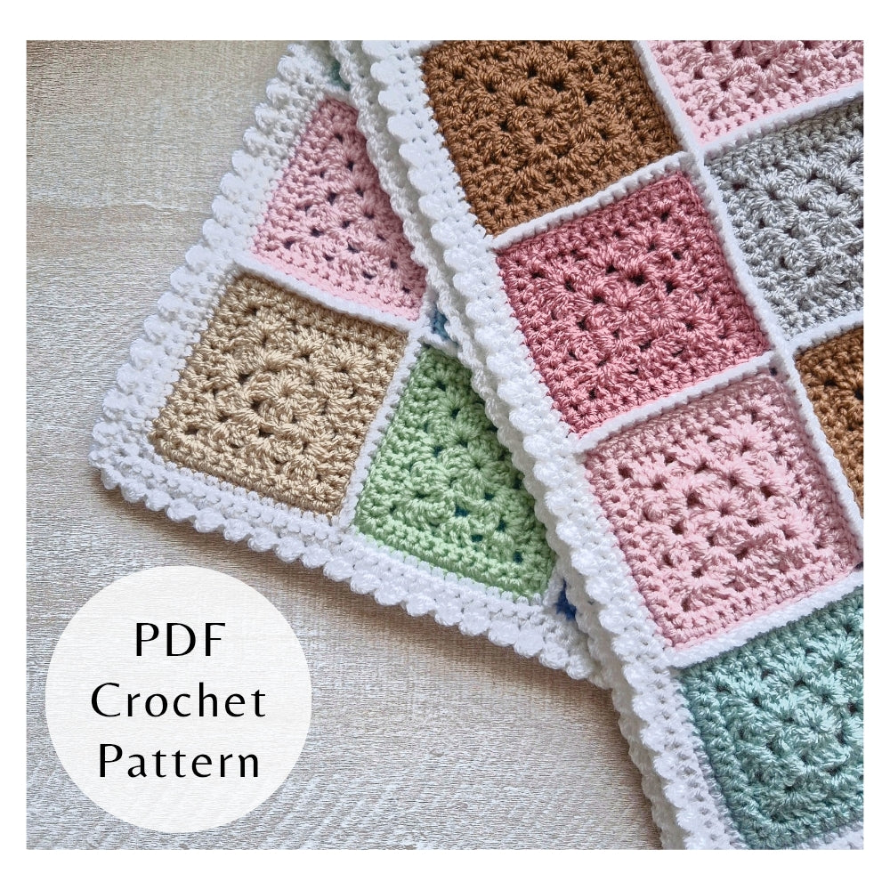 PDF Crochet Granny Square Baby Blanket Pattern No. 2 – Scrap Yarn Friendly (Instant Download) - Twisted by the Sea