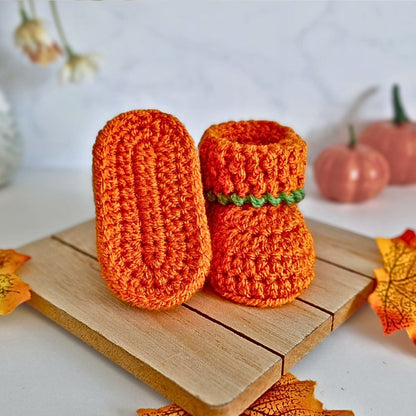 Handmade Pumpkin Crochet Baby Booties - Halloween Gift
