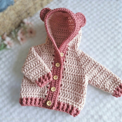 Handmade Crochet Hooded Bear Cardigan – Baby & Toddler Gift
