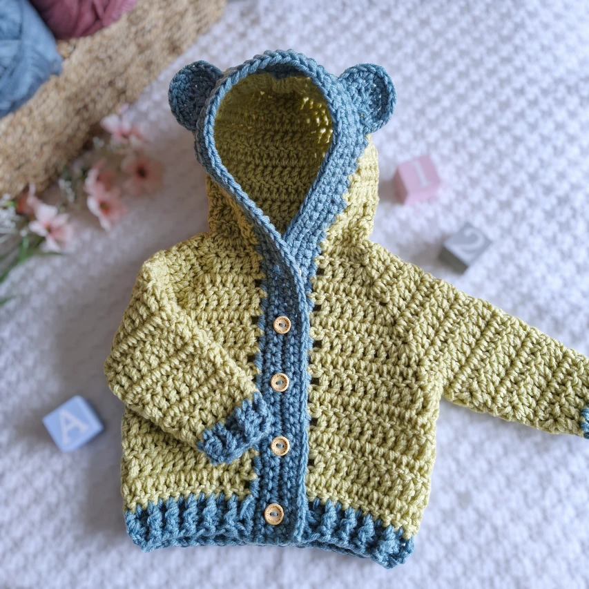  Handmade Crochet Bear Cardigan – 1 to 4 Years - Twisted by the Sea