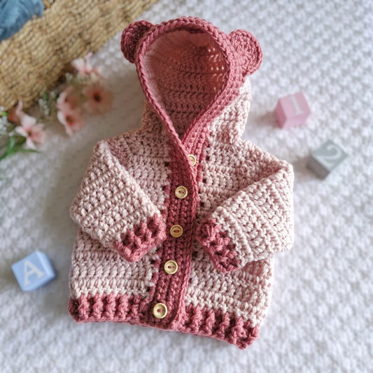 Handmade Crochet Bear Cardigan – 1 to 4 Years - Twisted by the Sea