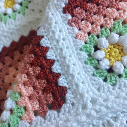 Handcrafted Daisy Granny Square Baby Blanket – "Spring Meadow" - Twisted by the Sea