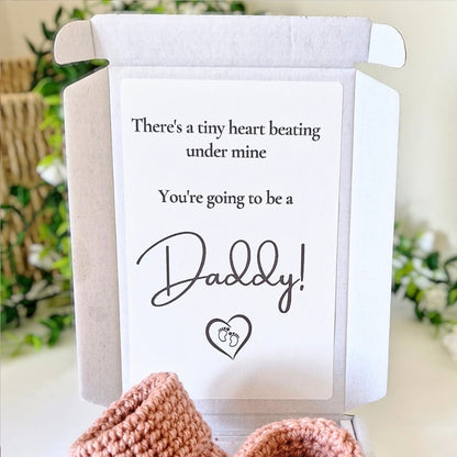 Daddy To Be Pregnancy Announcement Gift – Crochet Baby Booties