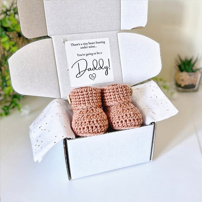 Daddy To Be Pregnancy Announcement Gift – Crochet Baby Booties