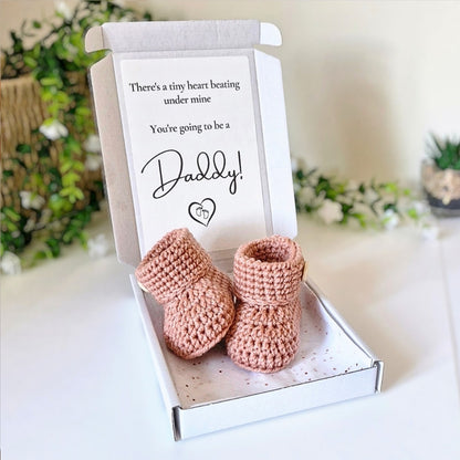 Daddy To Be Pregnancy Announcement Gift – Crochet Baby Booties