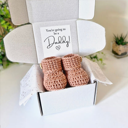 Daddy To Be Pregnancy Announcement Gift – Crochet Baby Booties