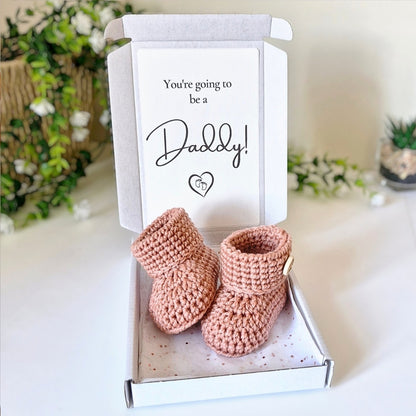 Daddy To Be Pregnancy Announcement Gift – Crochet Baby Booties