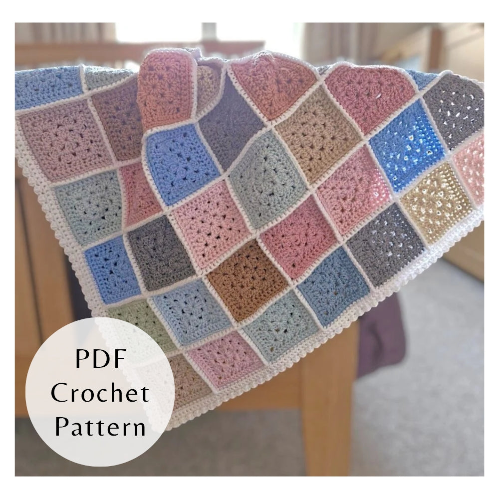 PDF Crochet Granny Square Baby Blanket Pattern No. 2 – Scrap Yarn Friendly (Instant Download) - Twisted by the Sea