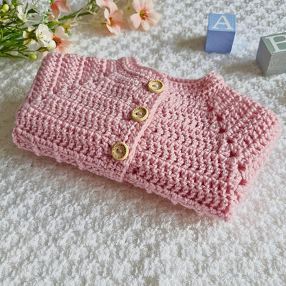 Handmade Crochet Baby Cardigan – Newborn Gift